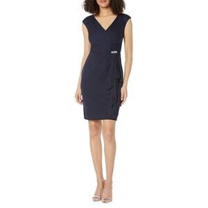 Ralph Lauren Embellished Sleeveless Sheath Cocktail Dress Navy Blue Size 10